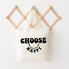 City Creek Prints Choose Happy Bold Smiley Face Canvas Tote Bag - 15x16 - Natural - image 2 of 2