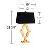 Possini Euro Design Judith Modern Mid Century Table Lamp 28 3/4" Tall Gold Black Fabric Rectangle Shade for Bedroom Living Room Bedside Nightstand - 4 of 4