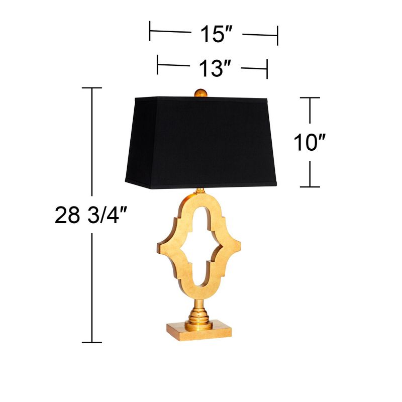 Possini Euro Design Judith Modern Mid Century Table Lamp 28 3/4" Tall Gold Black Fabric Rectangle Shade for Bedroom Living Room Bedside Nightstand, 4 of 10