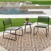 Kinger Home 3-Piece Outdoor Patio Bistro Table and Chairs Set of 2, Rattan Wicker Cast Aluminum Patio Furniture, Green - 2 of 4