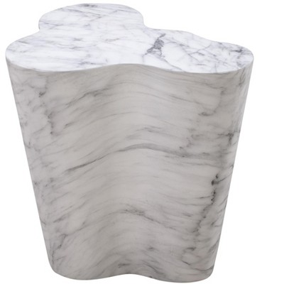 White Marble Free Form Contemporary Side Table