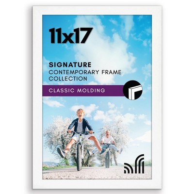 Americanflat 11x17 White Picture Frame, Legal Sized Paper Display. Shatter-Resistant Glass. Hanging Hardware Included