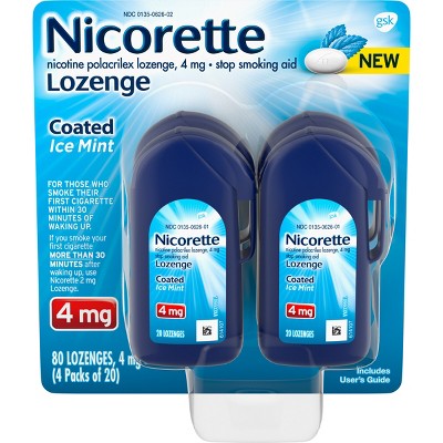 Nicorette 4mg Coated Nicotine Lozenge Stop Smoking Aid - Ice Mint