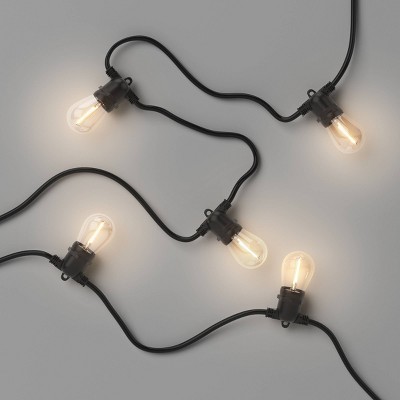 10ct LED Non-Drop Indoor Outdoor Caf&#233; String Lights Clear Bulbs with Black Wire - Threshold&#8482;