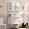 Tangkula Double Door White Storage Cabinet Wall Mount Bathroom Organizer w/ Mirror - 2 of 4