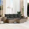 vidaXL 7 Piece Patio Sofa Set with Cushions Gray Poly Rattan - With Table - 2 of 4