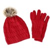 CTM Women's Knit Beanie Hat with Pom and Matching Gloves Set - 2 of 4