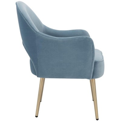 Light Blue Velvet Accent Chair with Gold Legs