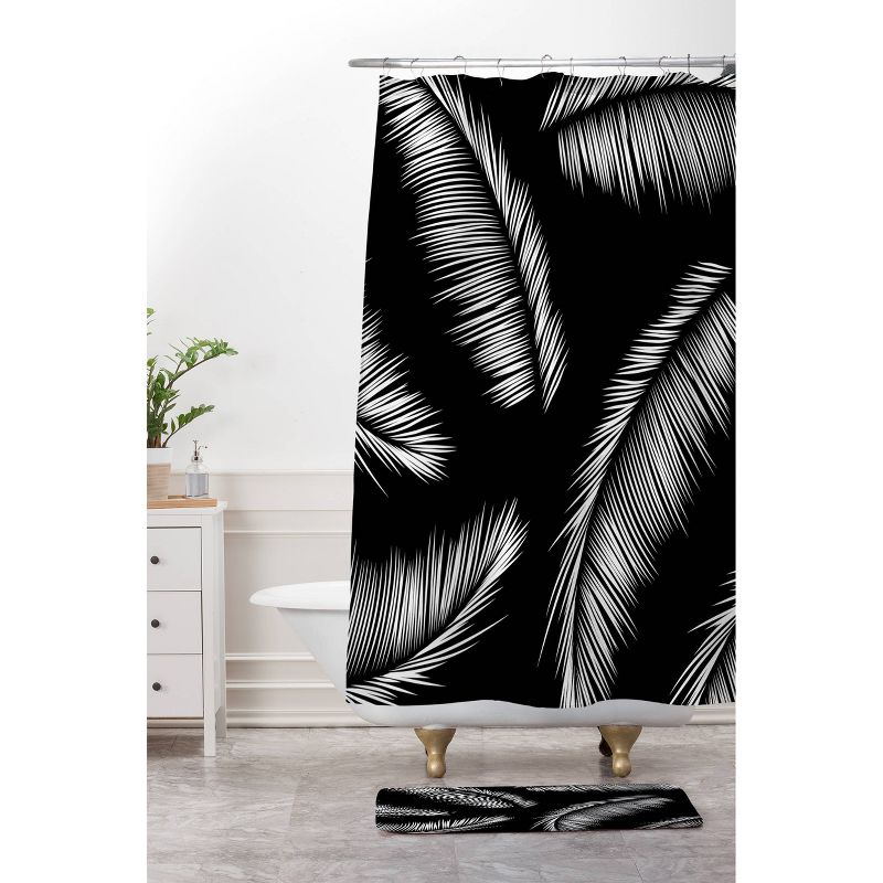 Kelly Haines Monochrome Palm Leaves Bath Rugs and Mats Black 24" x 36" - Deny Designs, 5 of 6
