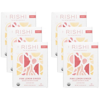 Rishi Tea and Botanicals Pink Lemon Ginger Tea Organic - Case of 6/15 ct