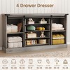 Zstar 4 Drawer Dresser for Bedroom, 59" Farmhouse Wood Dressers with Sliding Barn Doors & Large Drawers - 3 of 4
