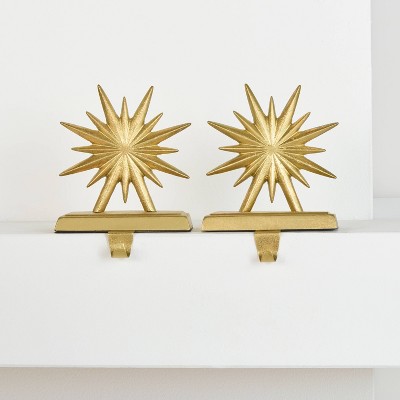 2pk Starburst Christmas Stocking Holder Gold - Wondershop™