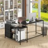 Tangkula L-Shaped Computer Desk with Drawers & Shelves 81” Convertible Home Office Desk with Charging Station Rustic Brown/Black/White - 3 of 4