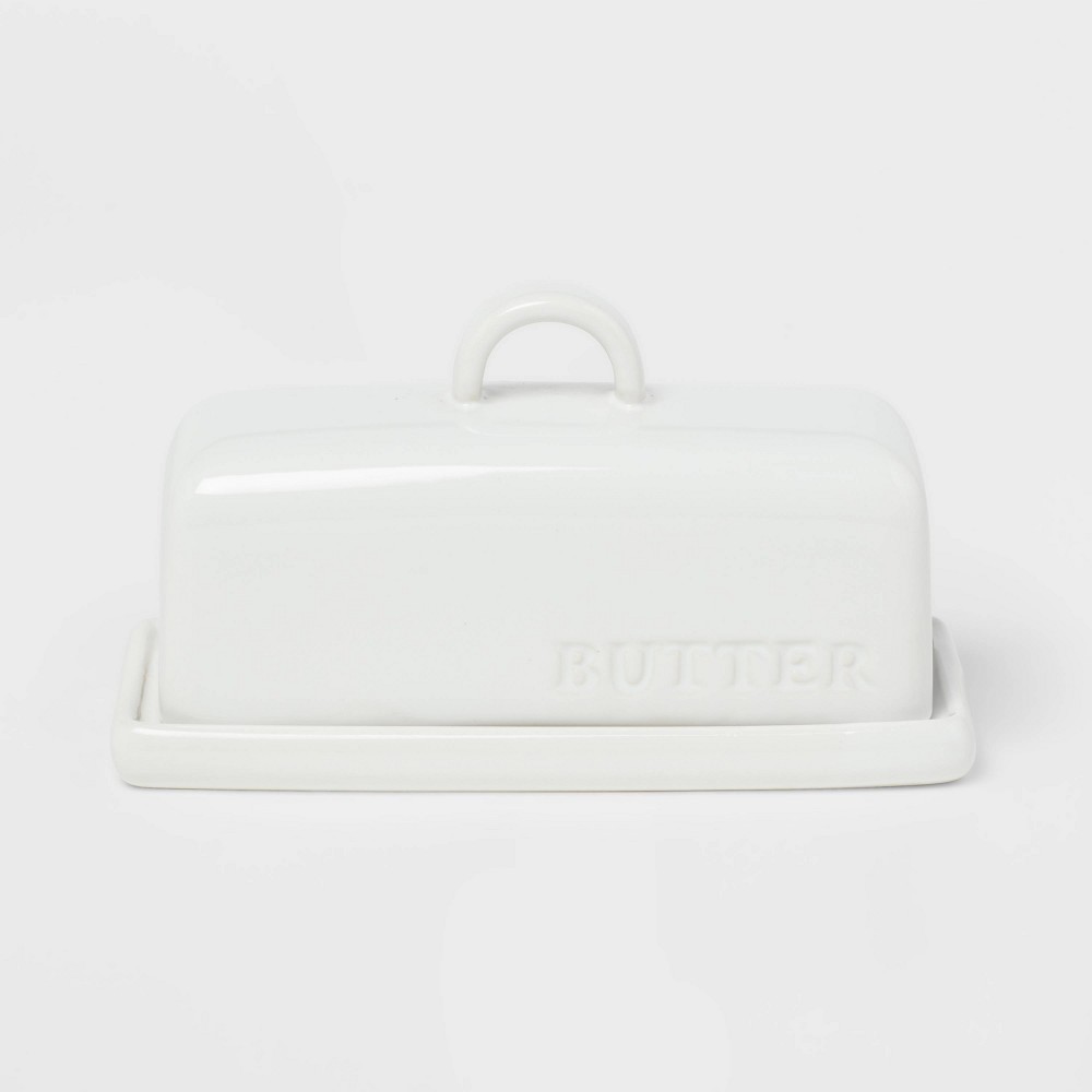 Photos - Serving Pieces Stoneware Hand Lettered Butter Dish - Threshold™