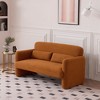 59-Inch Loveseat Sofa with Lamb Fleece Fabric, 2-Seater Comfort Design, Dark Orange - 2 of 4