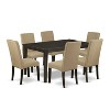 Brown Linen Fabric Rectangular Dining Table Set 6PC Cappuccino Brown - HomeStock - 2 of 4