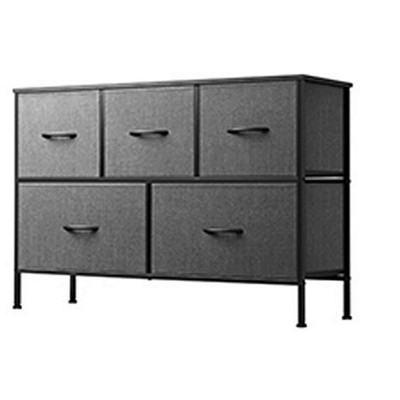 5 Drawer Dresser, Long Fabric Storage Unit for Bedroom, Closet, Living Room, Hallway & Nursery