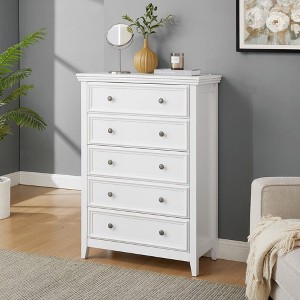 CAVINAS Farmhouse Dresser for Bedroom,MDF Dresser with Modern Style for Bedroom,Living Room,Hallway,White/Black/Beige+White - 1 of 4