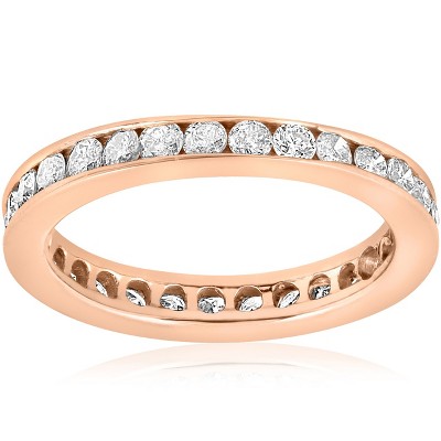 Pompeii3 1ct Diamond Channel Set Wedding Eternity Ring 14k Rose Gold