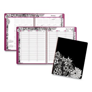 Floradoodle Weekly/Monthly Professional Planner, Floral Artwork, 11 x 8.5, Black/White Cover, 12-Month (Jan-Dec): 2025 - 1 of 4
