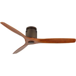 52" Casa Vieja Rustic Farmhouse 3 Blade Hugger Indoor Ceiling Fan with Remote Control Oil Rubbed Bronze Walnut Wood for Living Room Kitchen Bedroom - 1 of 4