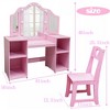 Kids Vanity with Lights, Makeup Desk Chair Set with Storage Shelves Cabinet, Toddler Dressing Table with Mirror, Pretend Play Vanity Set for Girls - 4 of 4