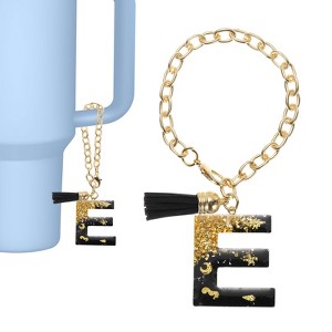 Unique Bargains Resin Lightweight Decorative Tassel Keychain Handle Charm Black with Gold Foil 1 Pc - 1 of 4