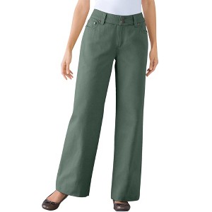 Woman Within Plus Size Perfect Cotton Wide-Leg Denim Jean - 1 of 4