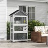Skyzone Gray Wooden Bird Cage with Slide-Out Tray, Perches, Ladder & Birdhouse - Spacious Aviary - 2 of 4