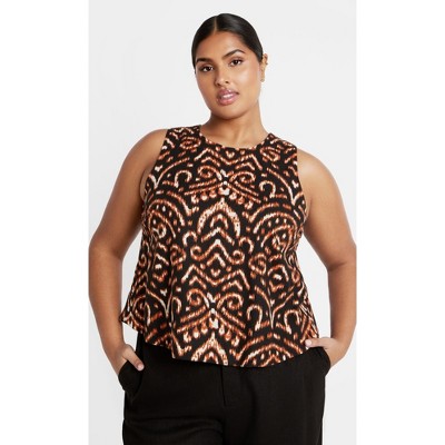 Women's Plus Size Amara Print Top - black | CITY CHIC