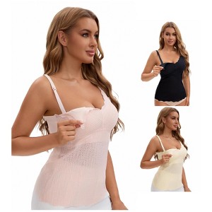 INSPIRE CHIC Women's 3 Pcs Lace Nursing Tanks with Adjustable Straps Breastfeeding V Neck Built-In Bra Cami - 1 of 4