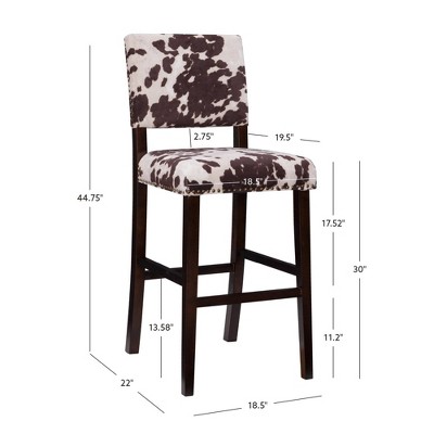 Corey Udder Madness Cow Print Bar Stool with Antique Bronze Trim