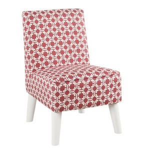 Kids Modern Slipper Chair Pink/White Lattice - HomePop