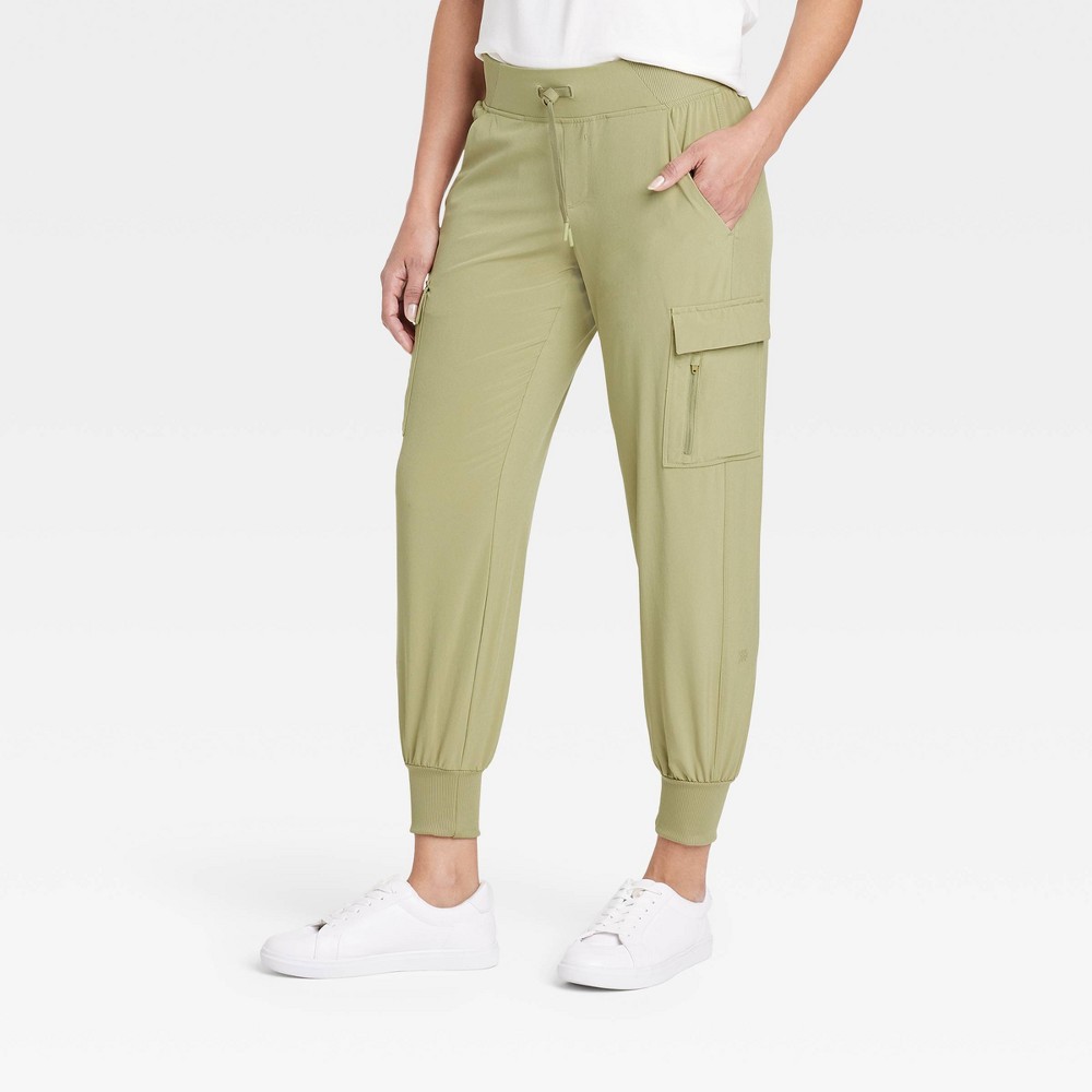 Women's Stretch Woven Tapered Cargo Pants 27" - All in Motion™ Olive Green M - Long