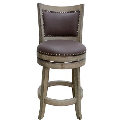 24" Cantabria Swivel Counter Height Barstool Weathered White/Dark Mocha - Boraam