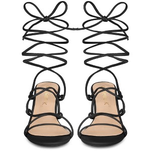 Allegra K Women's Lace Up Open Toe Stiletto Heel Sandals - 1 of 4