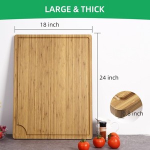 Oversized Bamboo Cutting Board for Kitchen, Chopping Board with Juice Groove, Reversible Butcher Block Charcuteries Cheese Serving Tray - 1 of 4