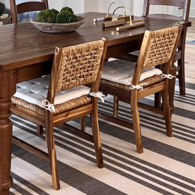 2pk Temescal Valley Wood And Woven Dining Chairs With Cushion Cream ...