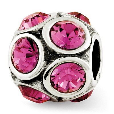 Black Bow Jewelry Sterling Silver with Pink Crystals October Bubble Bead Charm