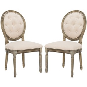 Holloway Tufted Oval Side Chair (Set of 2) - FOX6235 - Beige - Safavieh Couture - 1 of 4