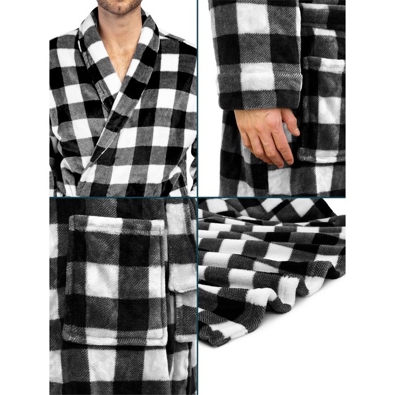 PAVILIA Mens Robe, Soft Bathrobe for Men, Fleece Warm Long Plush Microfiber Shawl Collar Pocket, Bath Shower Spa, 4 of 8