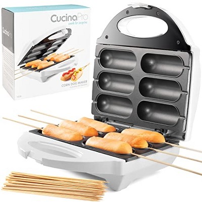 Cucina Pro Corn Dog Maker - Perfect Hot Dogs on a Stick, Cheese Sticks, Cake Pops, and More - Includes 50 Skewers Plus Recipes