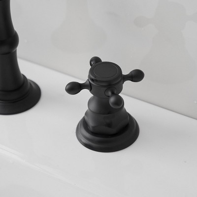Matte Black 8-Inch Widespread 2-Handle Bathroom Faucet with Drain Kit