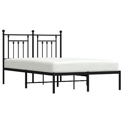 vidaXL Metal Bed Frame with Headboard, Classic Black Steel Construction, Under-Bed Storage Space