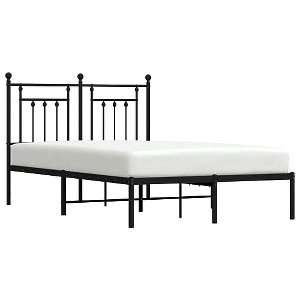 vidaXL Metal Bed Frame with Headboard, Classic Black Steel Construction, Under-Bed Storage Space - 1 of 4