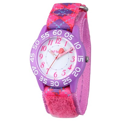 Girls' Red Balloon Purple Plastic Time Teacher Watch - Pink