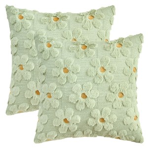 REGALWOVEN Daisy Flower Farmhouse Soft Modern Throw Pillow Covers for Sofa Holliday Home Decor 18 x 18 Inch 2 Pcs - 1 of 4