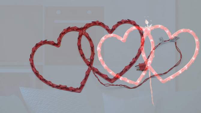 Northlight Lighted Double Heart Valentine's Day Window Silhouette - 17" - Red, 2 of 6, play video
