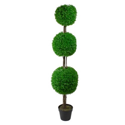 Northlight 60" Triple Sphere Artificial Boxwood Topiary Potted Plant