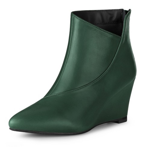Khaki Colorblock Pointed Toe Wedge Heels